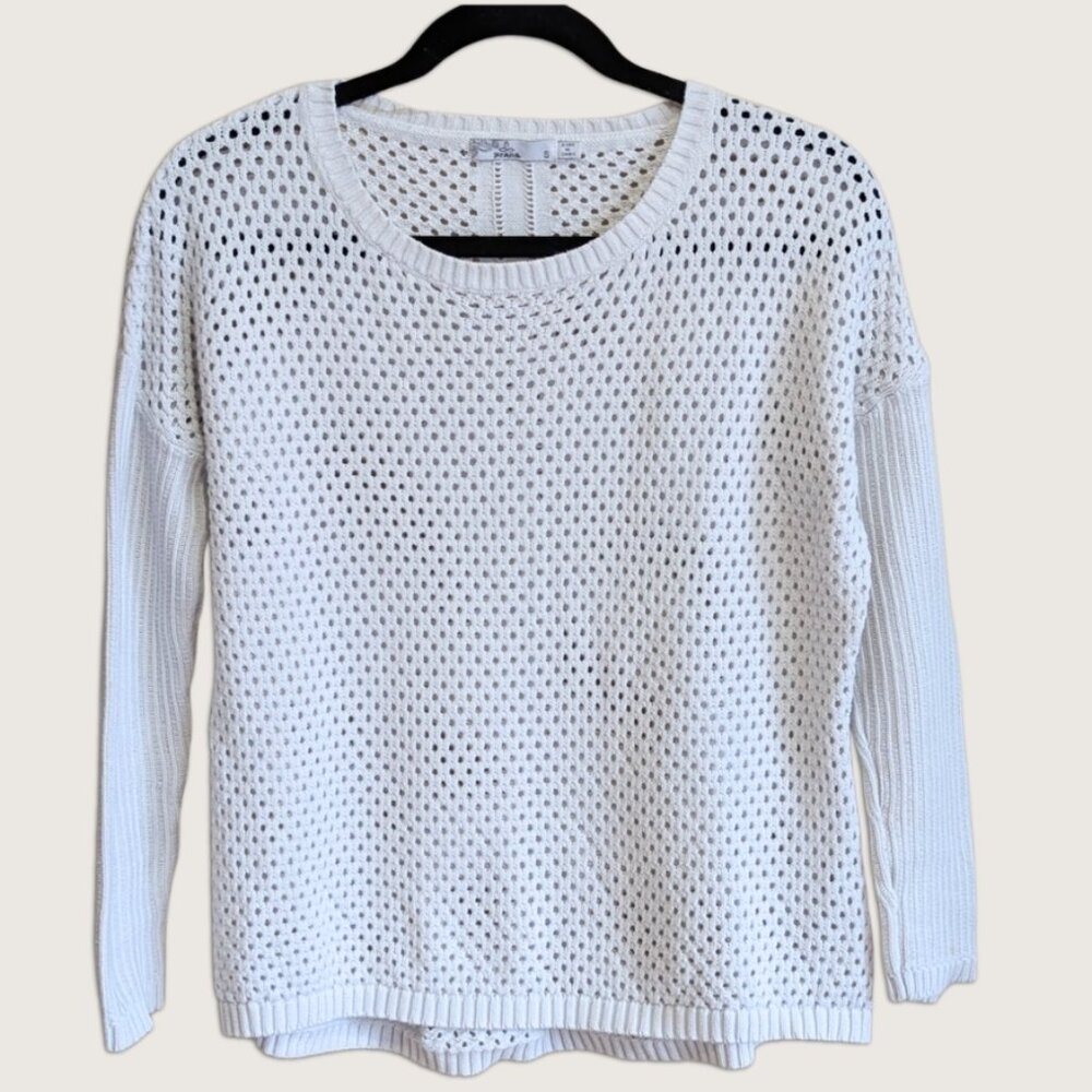 PrAna Sweater 100% Organic Cotton White Casual Layer